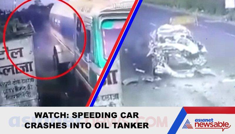 High-speed car rams into tanker, shocking accident gone viral - gps