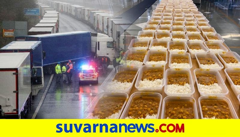 Sikhs Provide Food To Stranded Truckers In England dpl