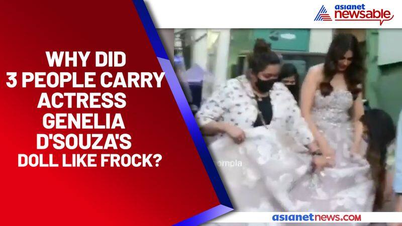 Why did 3 people carry actress Genelia D'souza's doll like frock? See video - ycb