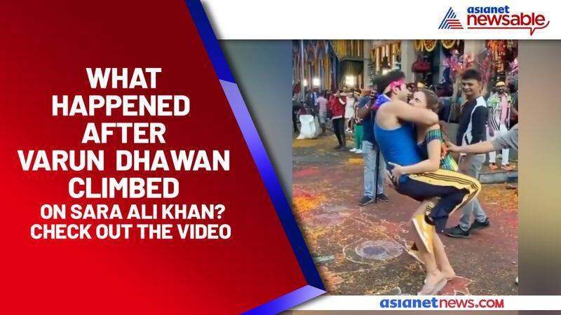 What happened after Varan Dhawan climbed on Sara Ali Khan? Check out the video - ycb