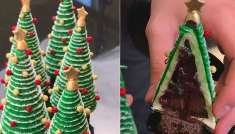 chef made christmas tree with pure chocolate