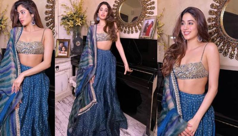 Janhvi Kapoor in blue lehenga