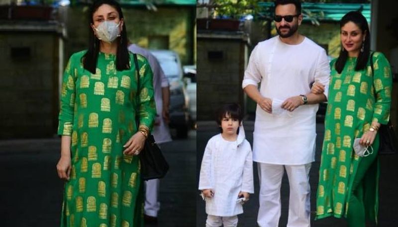 Pregnant Kareena Kapoor in green kurta