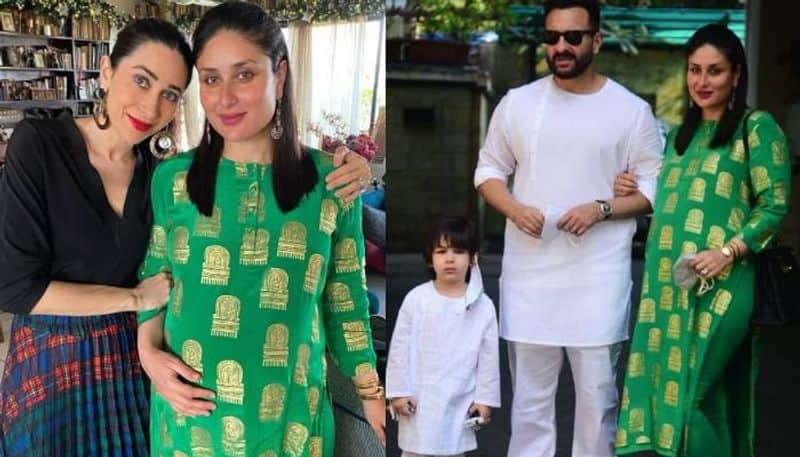 Pregnant Kareena Kapoor in green kurta