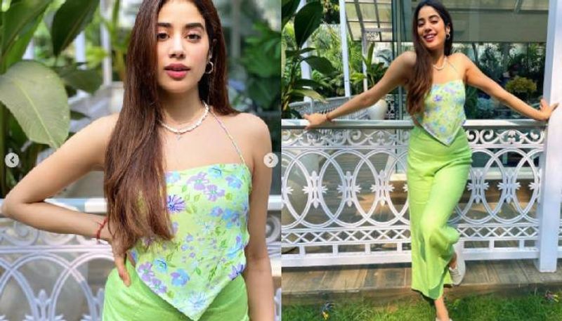 Janhvi Kapoor in backless scarf top