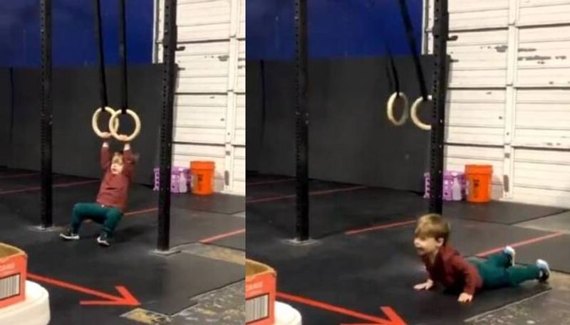 Kid makes up his own workout routine