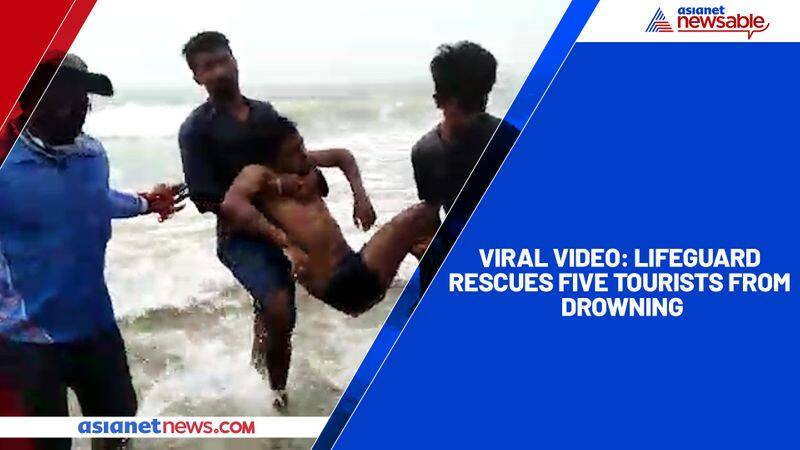 Viral video: Lifeguard rescues five tourists from drowning-ycb