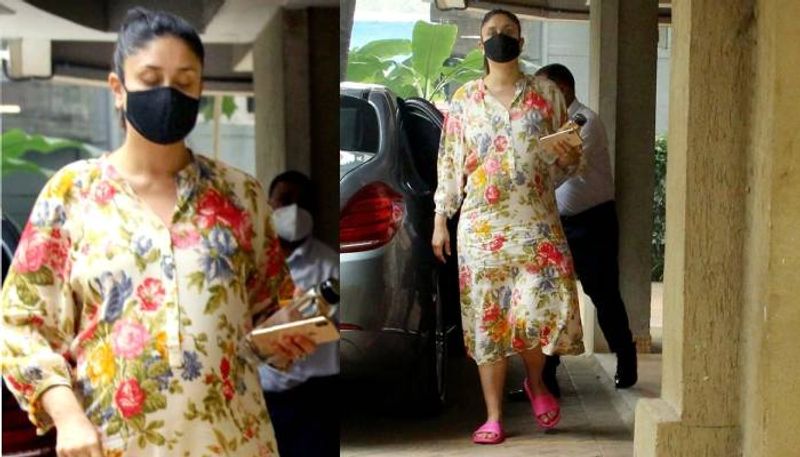 Pregnant Kareena Kapoor in floral print dress