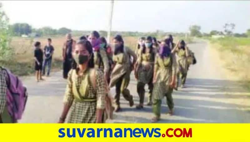 Students in koppal walks 5 kilometre to reach school as there is no bus service dpl