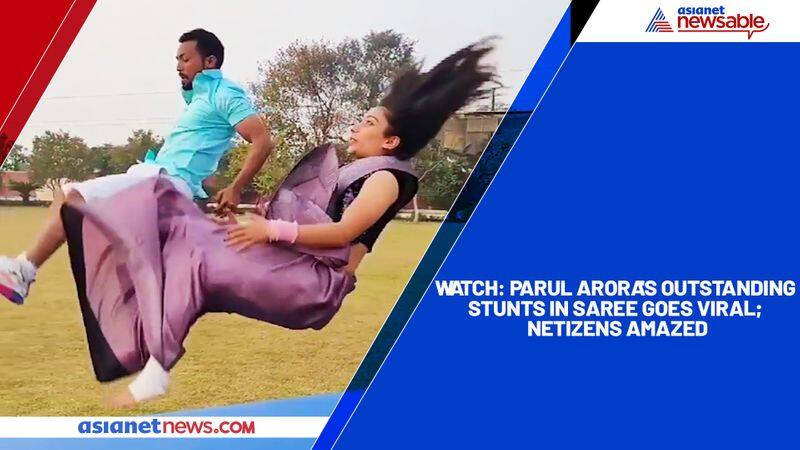 Watch Parul Arora's outstanding stunts in saree goes viral; netizens amazed-tgy