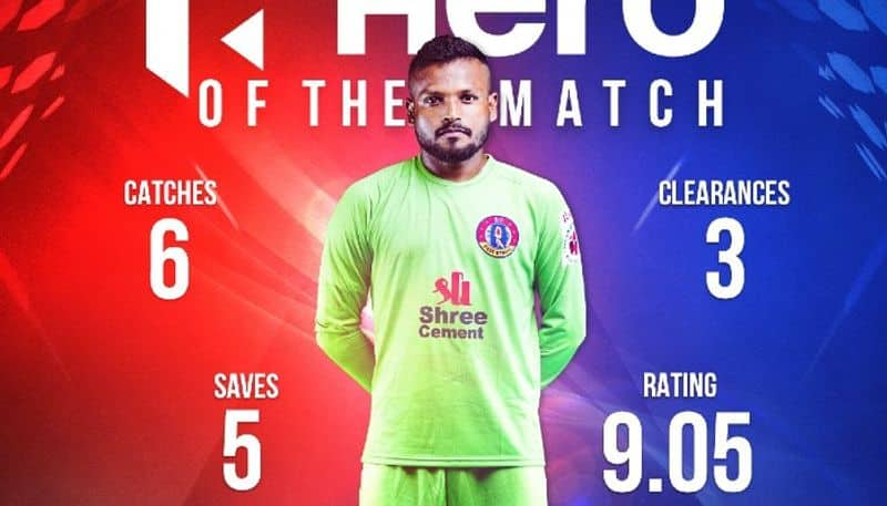 East Bengal goal keeper Debjit Majumdar elected as hero of the match vs BFC