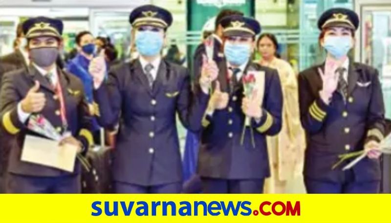 Flown by 4 women pilots Air Indias longest direct route flight lands in Bengaluru dpl