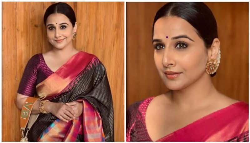 Vidya Balan in Kanjivaram black silk saree is drop dead gorgeous