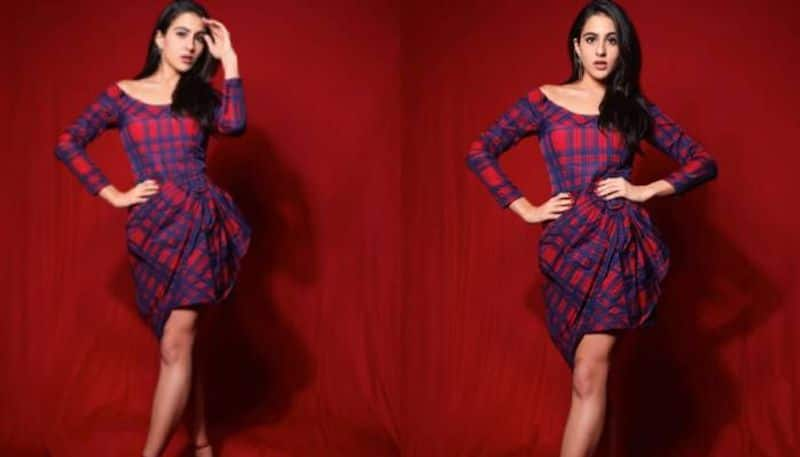 Sara Ali Khan in red blue dress