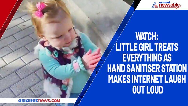 Watch Little girl treats everything as hand sanitiser station makes internet laugh out loud-tgy