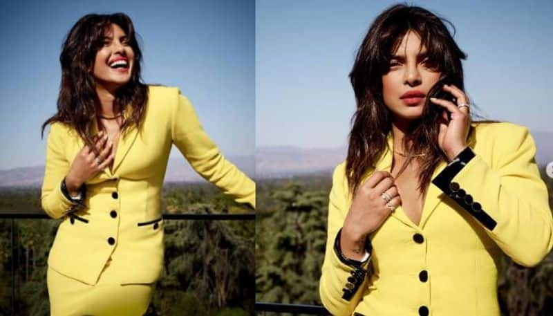 Priyanka Chopra in a Stylish Yellow Suit