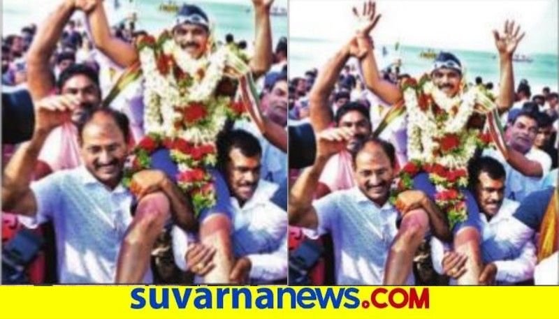 65 year old swimmer Gangadhar  enter the India book of record  snr