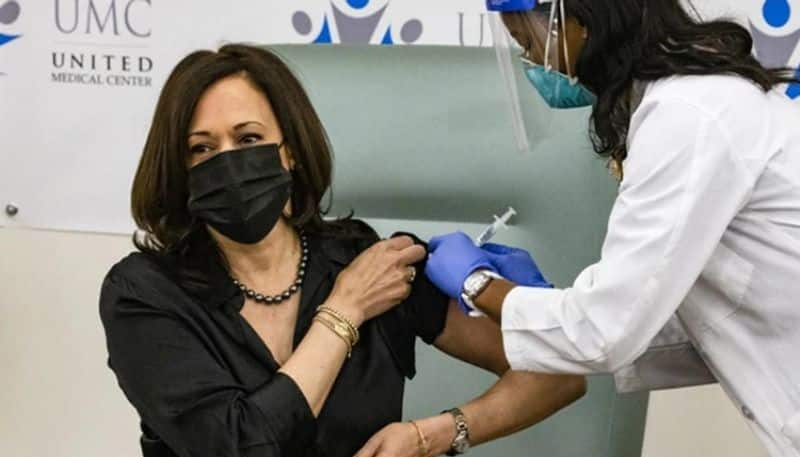 kamala harris receives second dose of covid vaccine