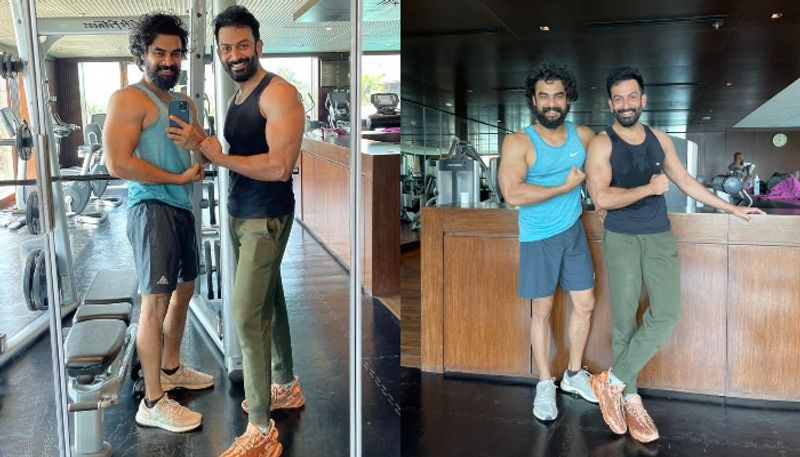 prithviraj share workout photos with tovino thomas