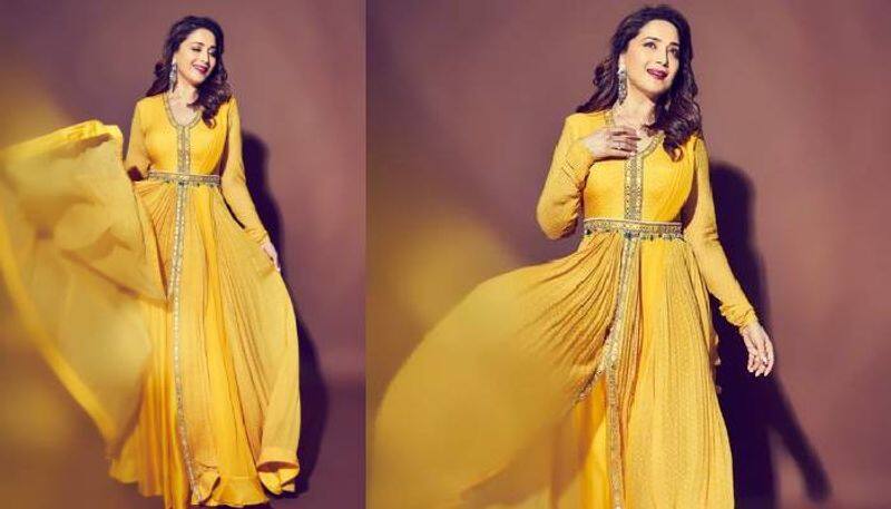 Madhuri Dixit in Yellow Anarkali