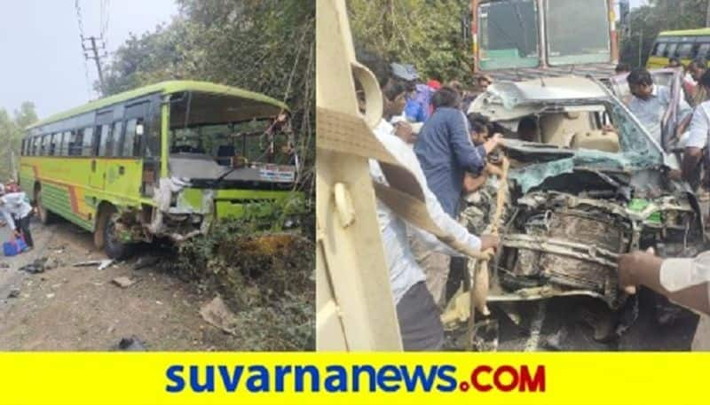 Dharwad women killed in  Bus and car accident Ankola Uttara Kannada mah