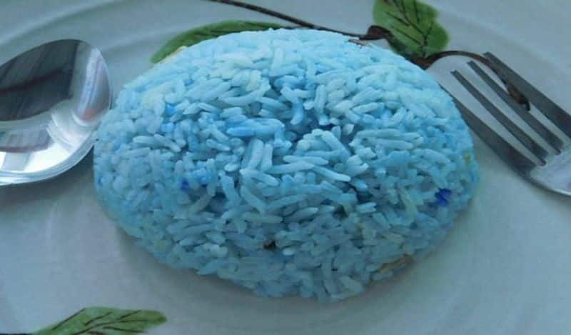 This is blue color ghee rice will you try viral food video sum