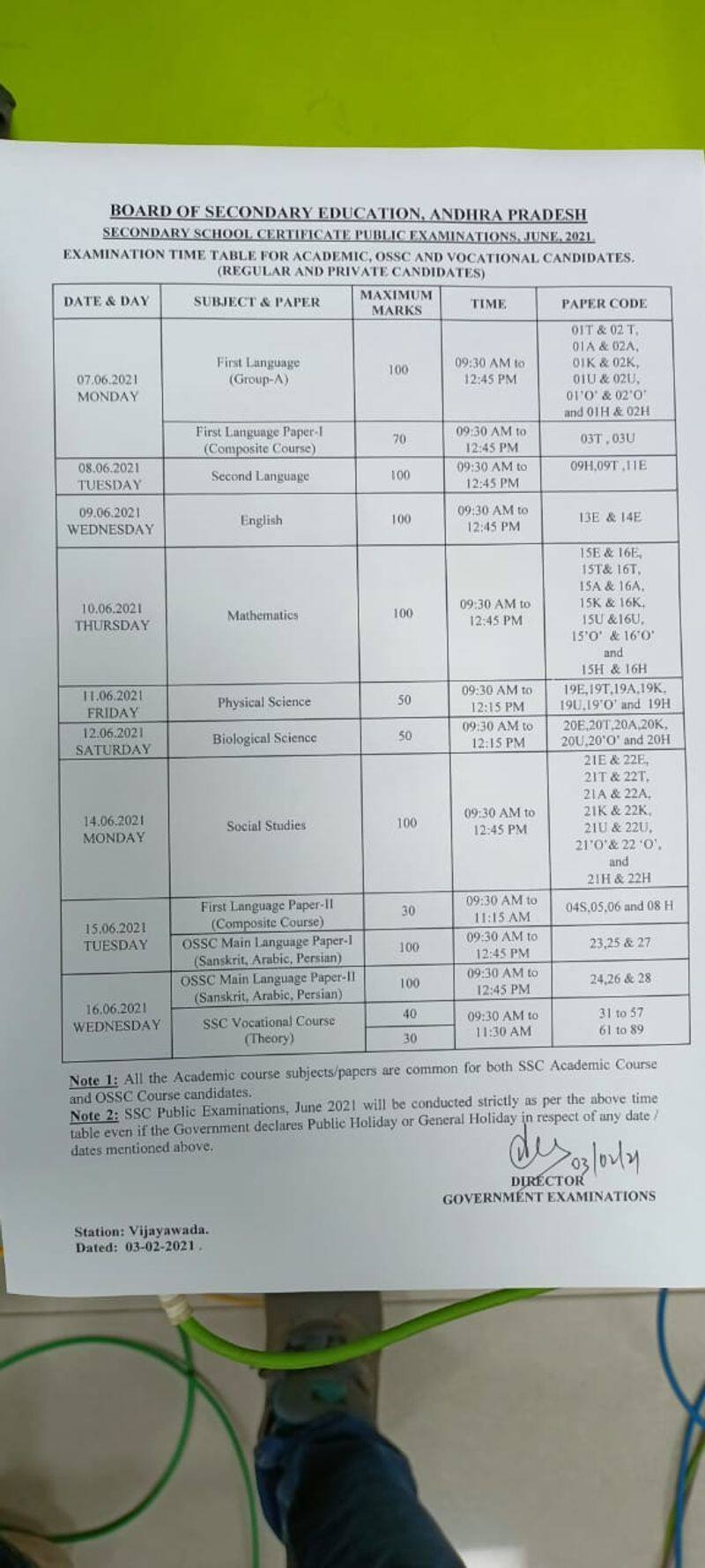 AP Government announces tenth, inter exam schedule lns