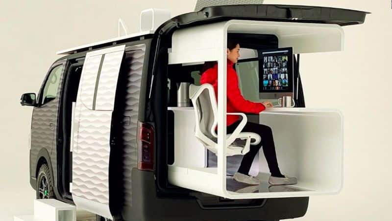 Car company Nissan released unique design now to be moving office names as office pod allows you to work while you travel