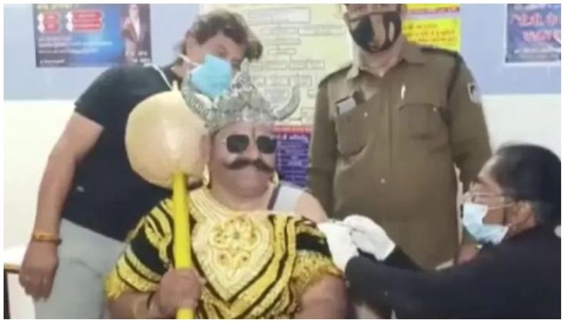 Indore cop dresses up as Yamraj to get vaccinated for Covid 19