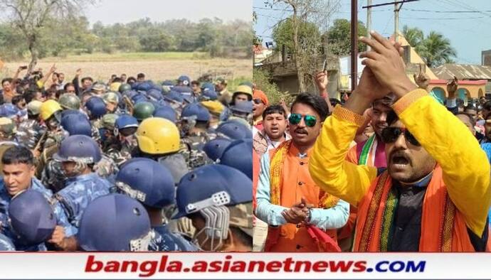 কোর্টের রায় উপেক্ষা করে পুলিশের বাধার মুখে বিজেপির রথ যাত্রায় ধুন্ধুমার, হেনস্থার মুখে মন্ত্রী