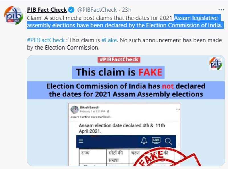The truth behind claim that Assam legislative assembly elections 2021 dates declared
