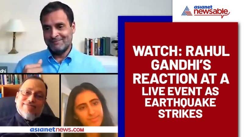 Heres how Rahul Gandhi's reacts to an earthquake at live event: Watch video - gps