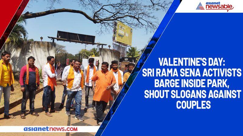 Valentines Day Sri Rama Sena activists barge inside park, shout slogans against couples-YCB