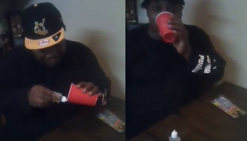 Man Sticks Cup To Face Using Gorilla Glue