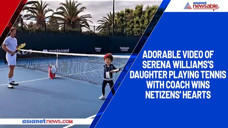 Adorable video of Serena Williams's daughter playing tennis with coach wins netizens' hearts-TGY