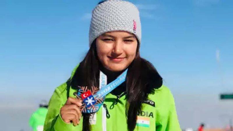 Aanchal Thakur of India contesting in the World Ski Championships 2021 in Italy ckm