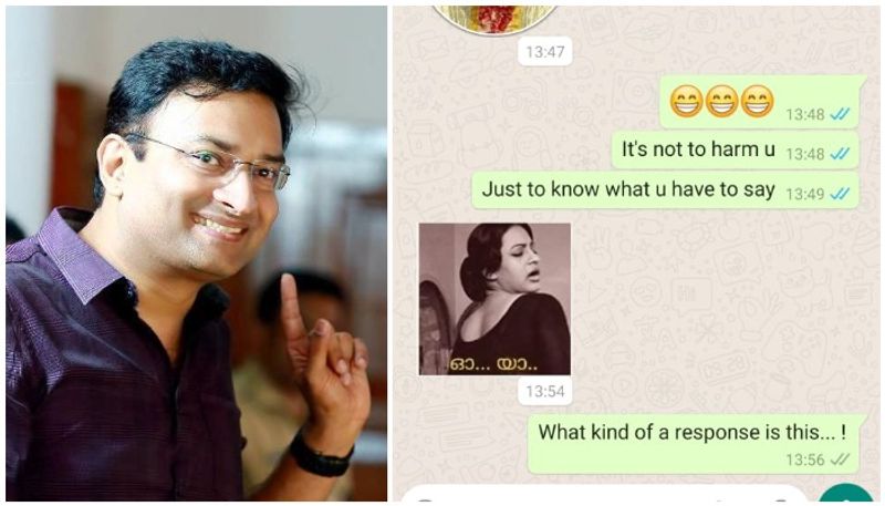 prasanth nair ias whatsapp chat with woman journalist send obscene stickers creates row