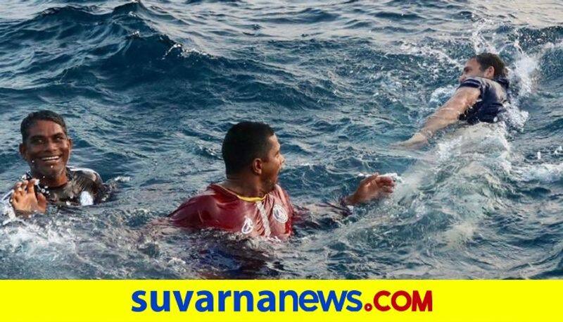 Rahul Gandhi jumps into sea in Kerala photos goes viral dpl