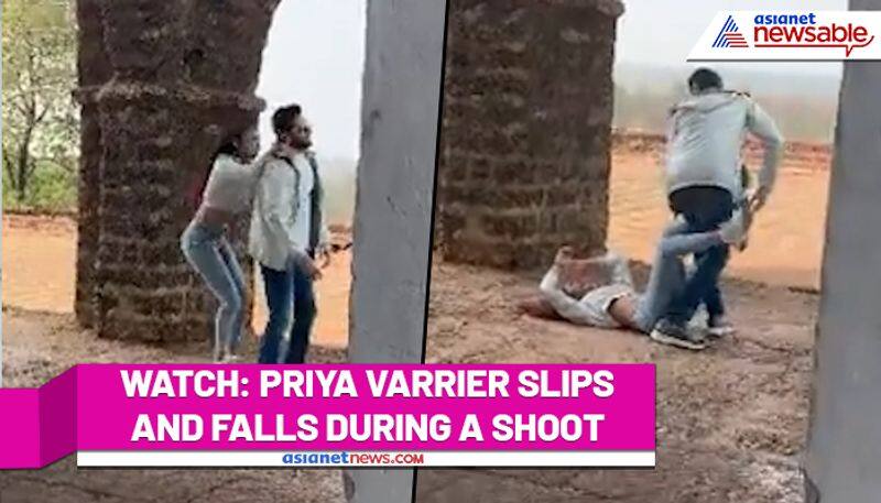 Priya Varrier falls while filming a romantic scene; Watch video - gps