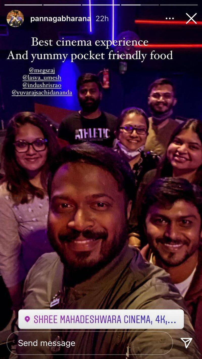 Meghana raj watches pogaru kannada film with friends in Bengaluru vcs