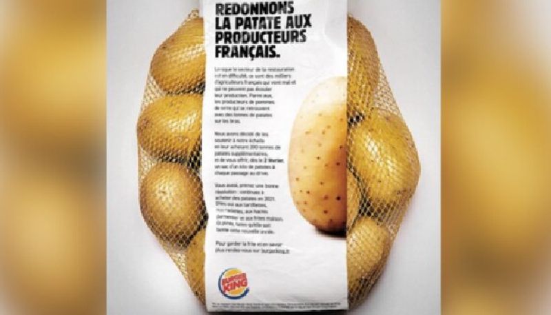 burger king food chain decides to give their customers one kg potatoes free with their order