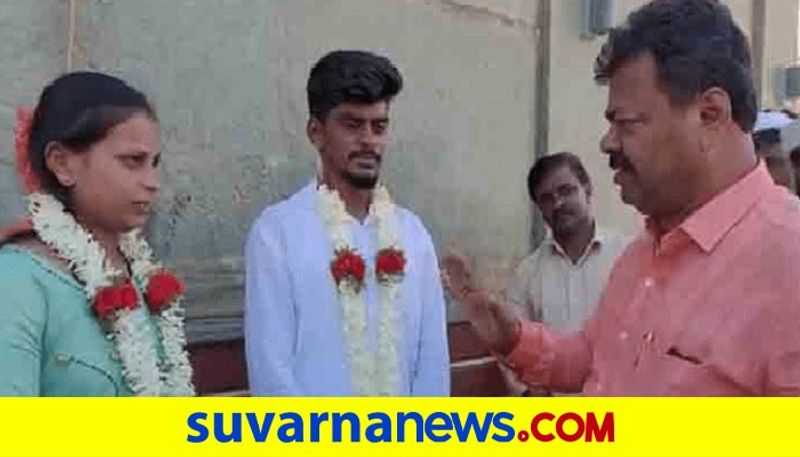 BJP MLA MP Renukacharya Blessed Newly Love Married Couple In Davanagere rbj