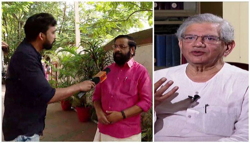 Prasanth raghuvmsham  Interviewing  cpim general secretary sitaram yechury asianet news