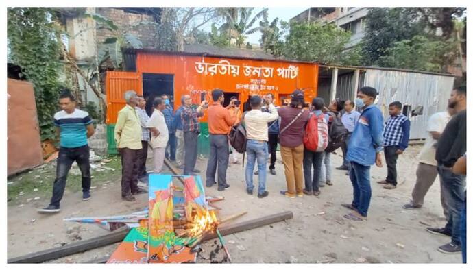 বিজেপির প্রার্থী তালিকা ঘোষণা হতেই ফের বিক্ষোভ, জলপাইগুড়িতে কার্যালয়ে ভাঙচুর, আগুন