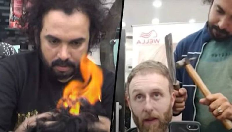 barber uses fire, hammer to style hair