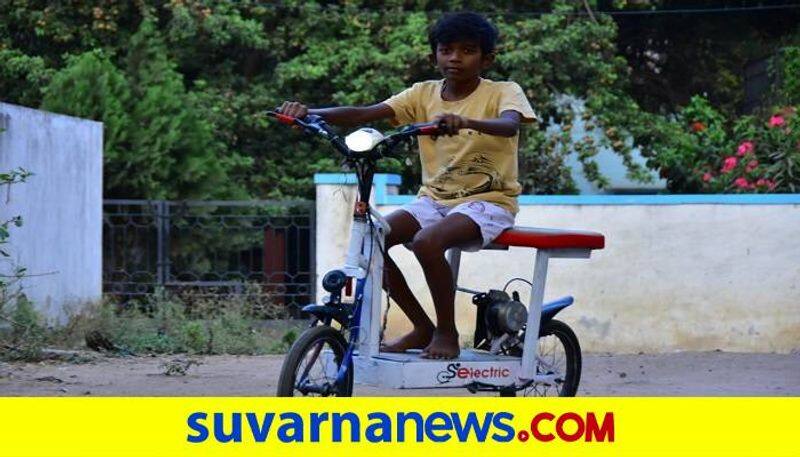 8th Class Student Invented Bttery Powered Bicycle in Koppal grg