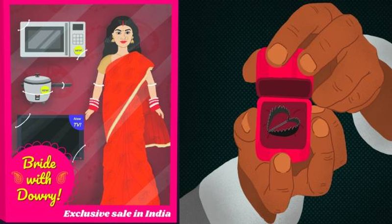 SmishDesigns artist painting on domestic violence, dowry system and other problems in Indian marriage system