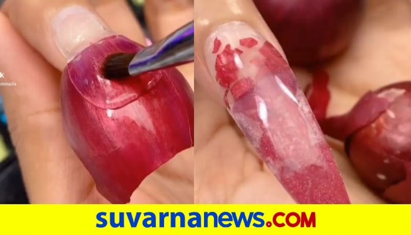 Woman creates nail art with onion in bizarre viral video dpl