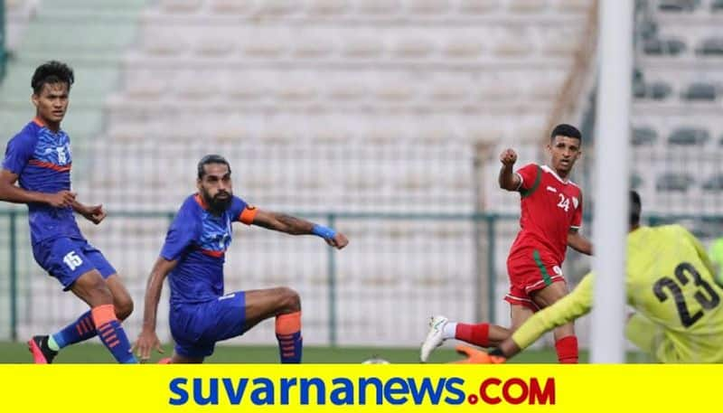 India vs Oman Football Match Manvir Helps Blue Tigers Draw kvn