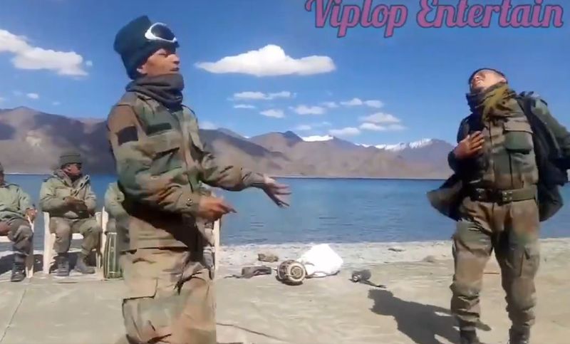 Indian Army soldier dance at the Pangong Tso lake ladakh video goes viral ckm